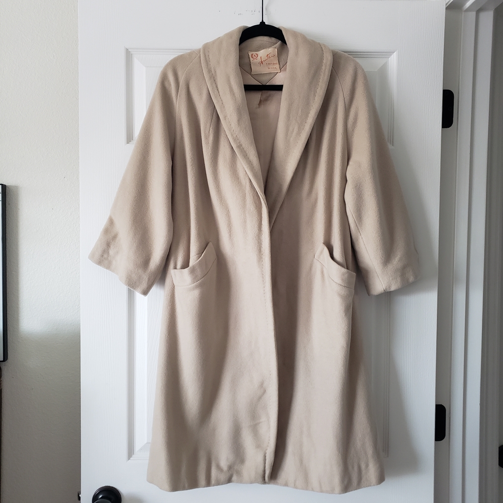 1950s 1960s M/L Vintage 100% Cashmere Lined Car Swing Coat Anter Fashion Denver - Picture 2 of 14